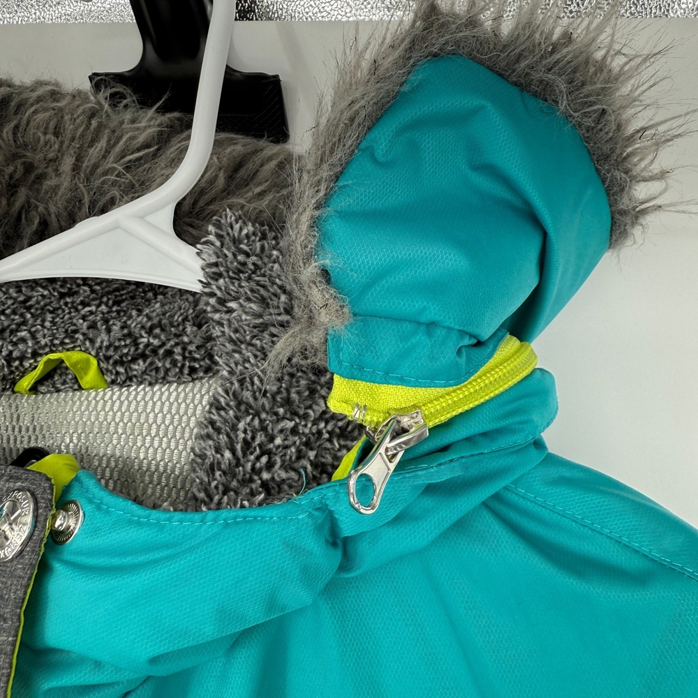 ZeroXposur Kids Winter Ski Snow‎ Jacket Turquoise Gray Fur Hood Size XL 16 - Picture 3 of 14